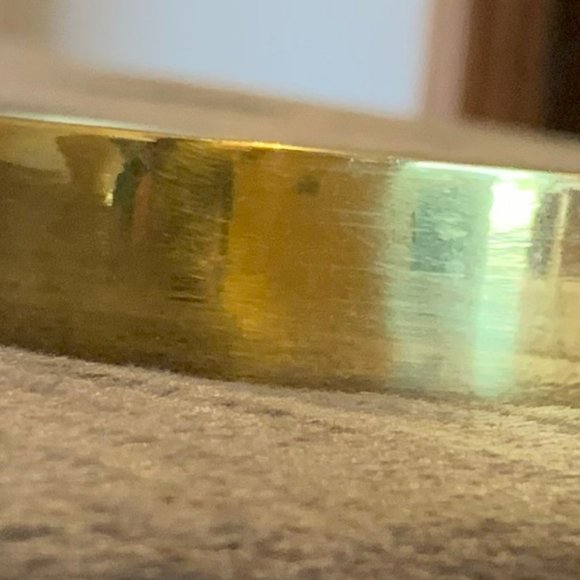 BRASS CANDLE RIM,  TOPPER FOR LARGE THREE WICK CANDLES, 6 1/8" DIAMETER - Picture 3 of 4